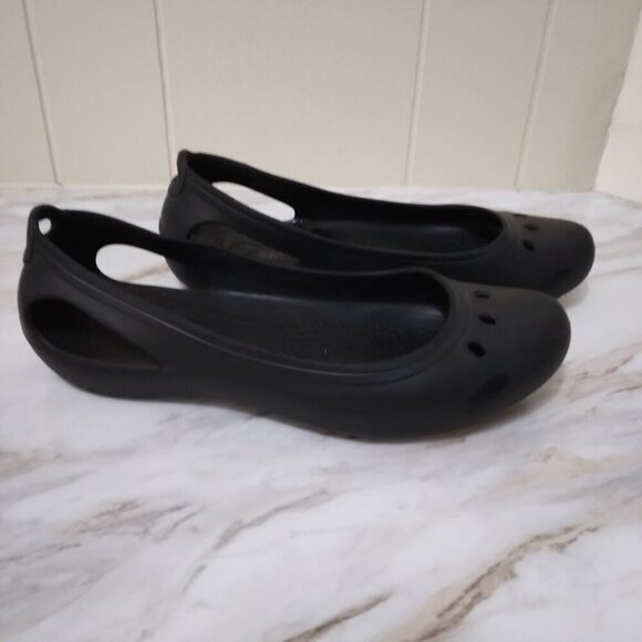 Crocs | Kaydee Black Ballet Flats Slip On Shoe | Size 9 - Picture 3 of 8